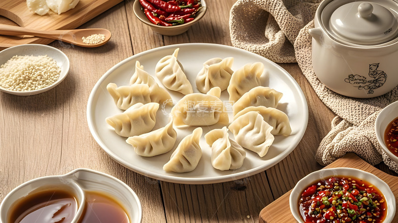 高清大图下载【趣麦麦图】饺子皮薄馅足的中式美味佳肴