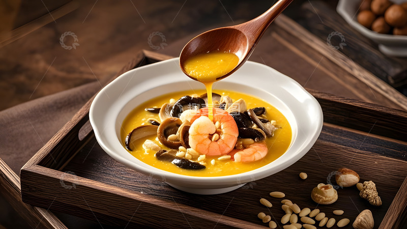 高清大图下载【趣麦麦图】鲜香南瓜粥的创意早餐