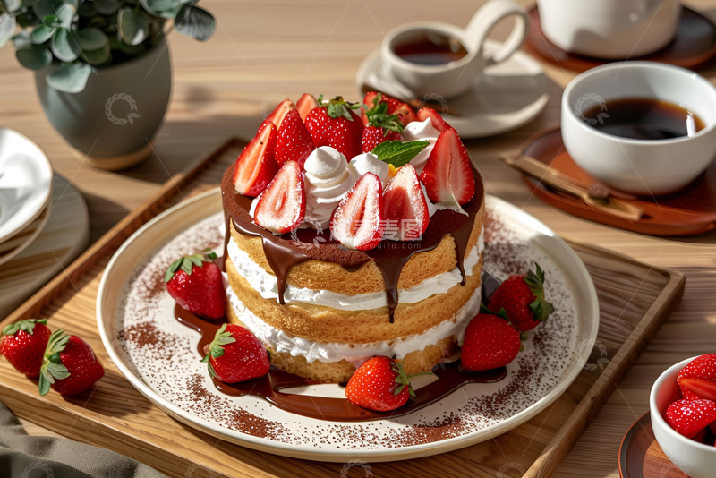 高清大图下载【趣麦麦图】美味的草莓奶油蛋糕