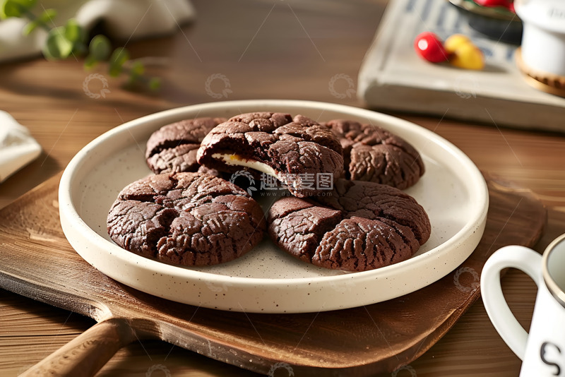 高清大图下载【趣麦麦图】巧克力夹心饼干美食