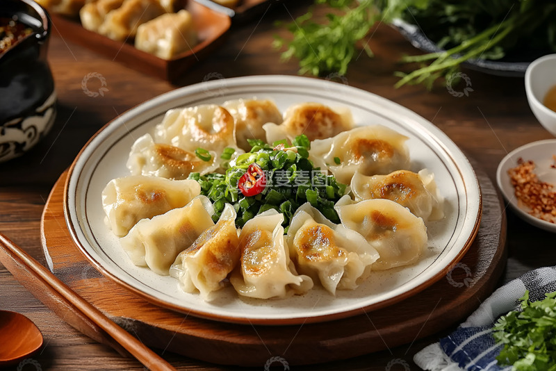 高清大图下载【趣麦麦图】一盘美味的煎饺子