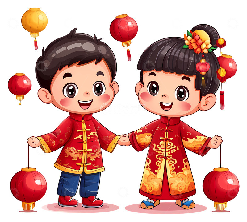 高清大图下载【趣麦麦图】喜庆过年小人物