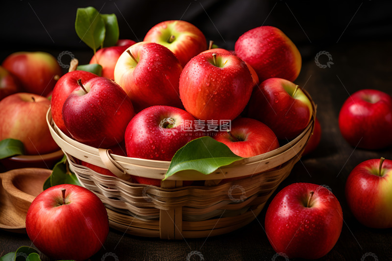 高清大图下载【趣麦麦图】一篮筐红苹果