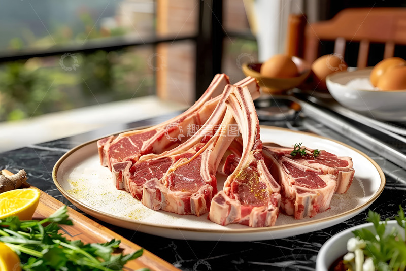高清大图下载【趣麦麦图】一盘新鲜的羊排