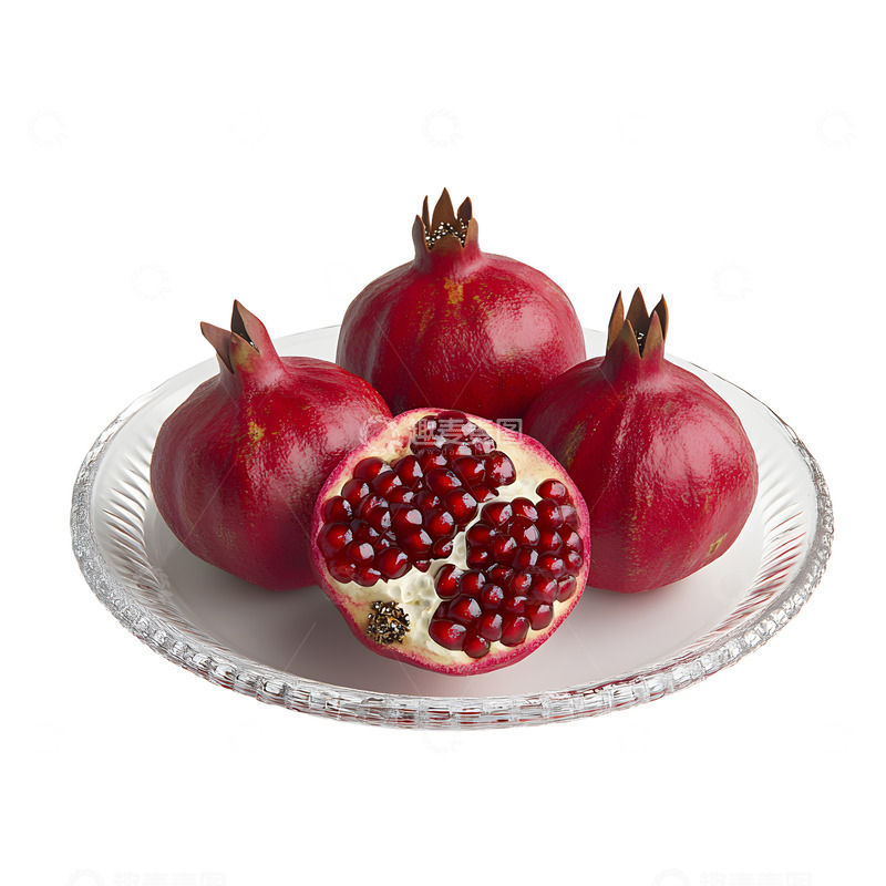 高清大图下载【趣麦麦图】一大盘石榴水果