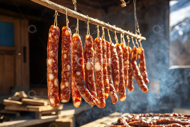 高清大图下载【趣麦麦图】挂起来的腊肠