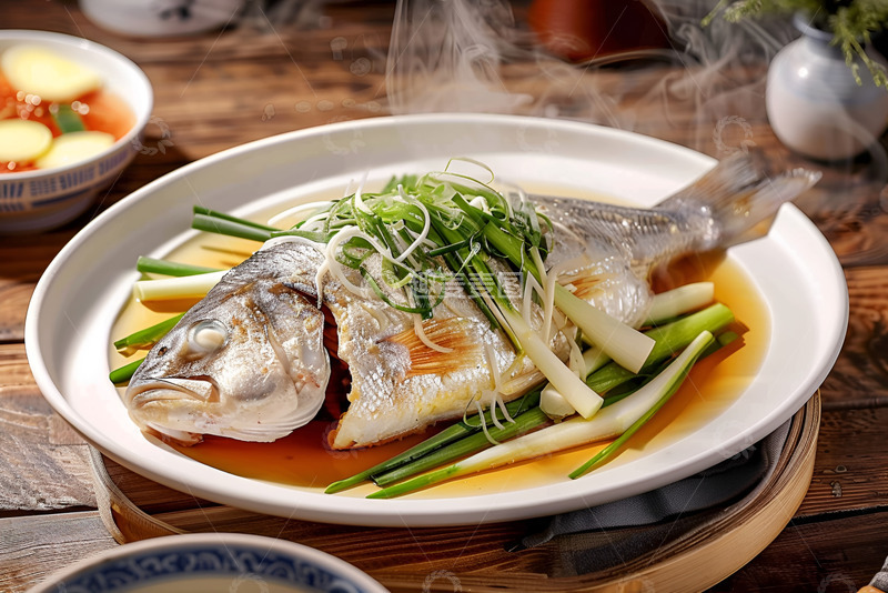 高清大图下载【趣麦麦图】香葱清蒸水煮鱼