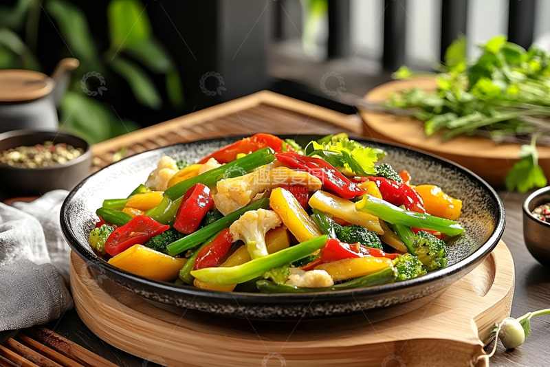 高清大图下载【趣麦麦图】-一盘清炒蔬菜