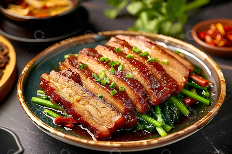 高清大图下载【趣麦麦图】一盘美味的卤肉片和蔬菜