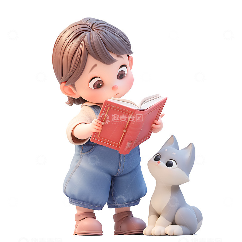 高清大图下载【趣麦麦图】卡通简约拿着图书的小孩
