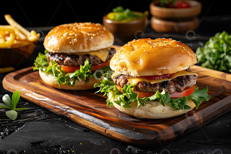 高清大图下载【趣麦麦图】一盘美味的汉堡