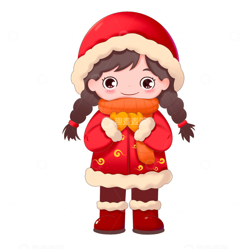 源文件下载【趣麦麦图】春节穿着传统服装的女孩免抠元素