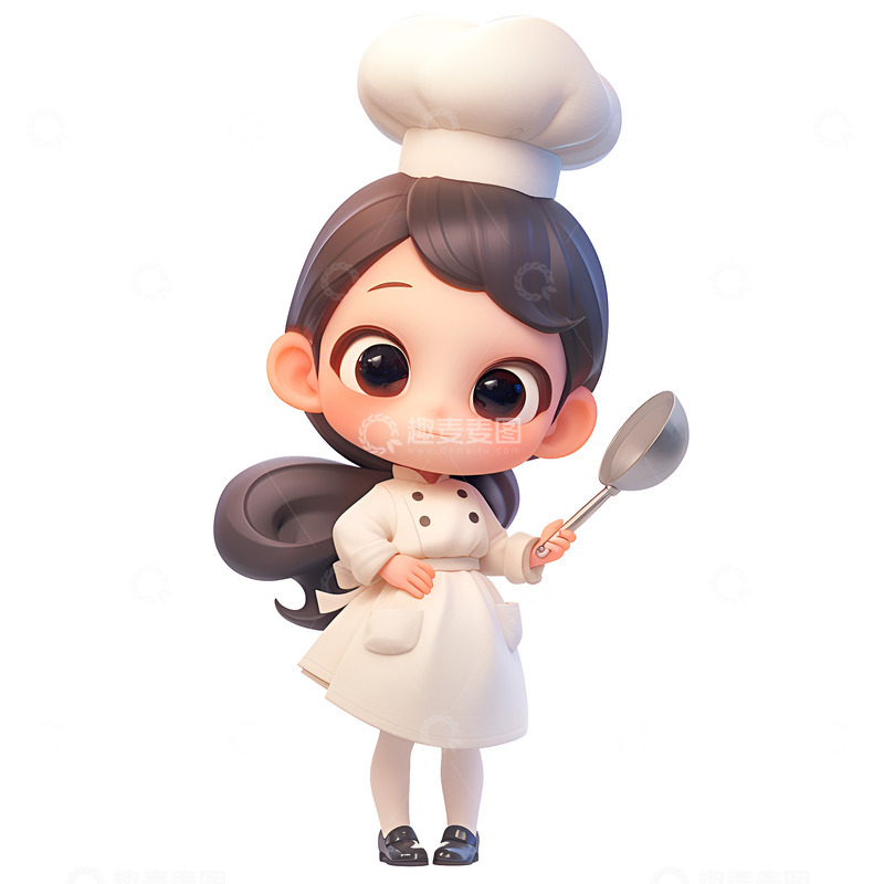 高清大图下载【趣麦麦图】卡通简约带着厨师帽的女大厨