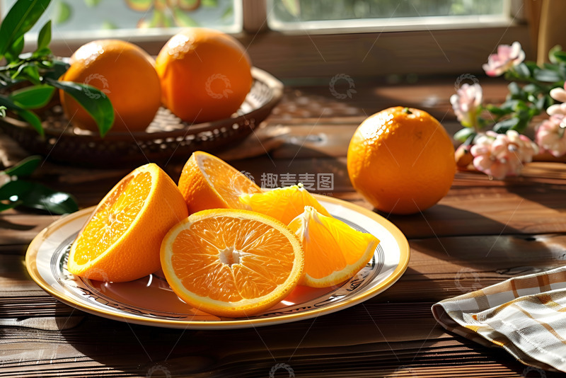 高清大图下载【趣麦麦图】切开的新鲜橙子
