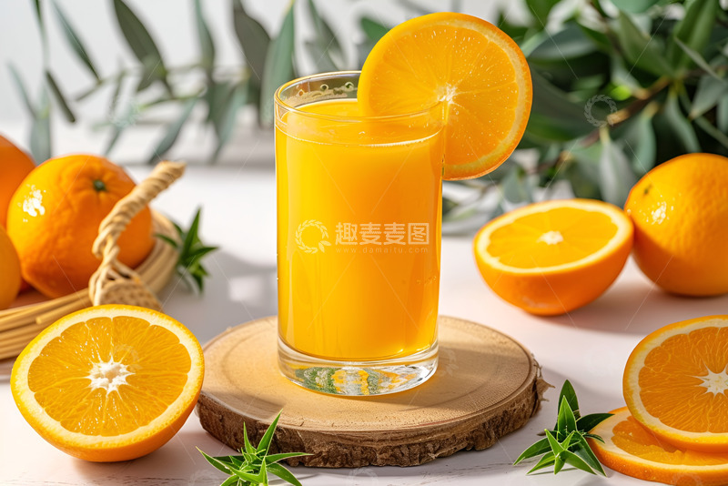 高清大图下载【趣麦麦图】一杯橙子汁和鲜橙