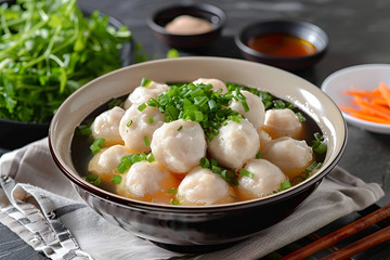 一碗鱼肉丸子美食摄影