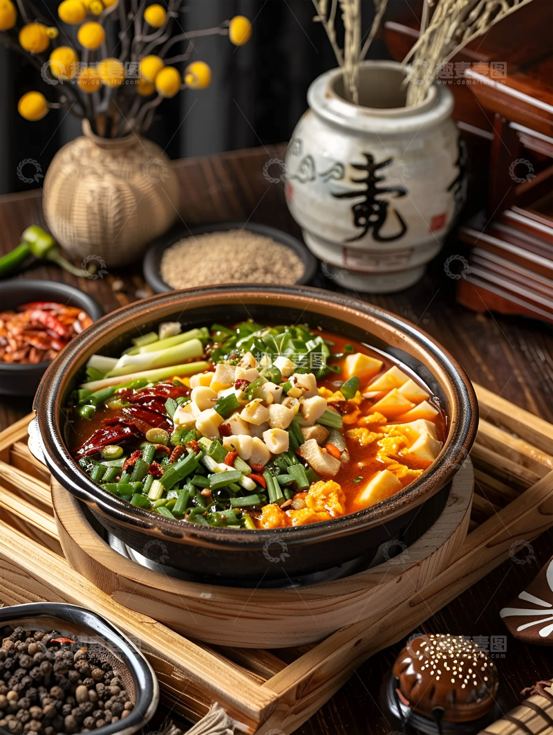 高清大图下载【趣麦麦图】美味的葱花麻辣烫