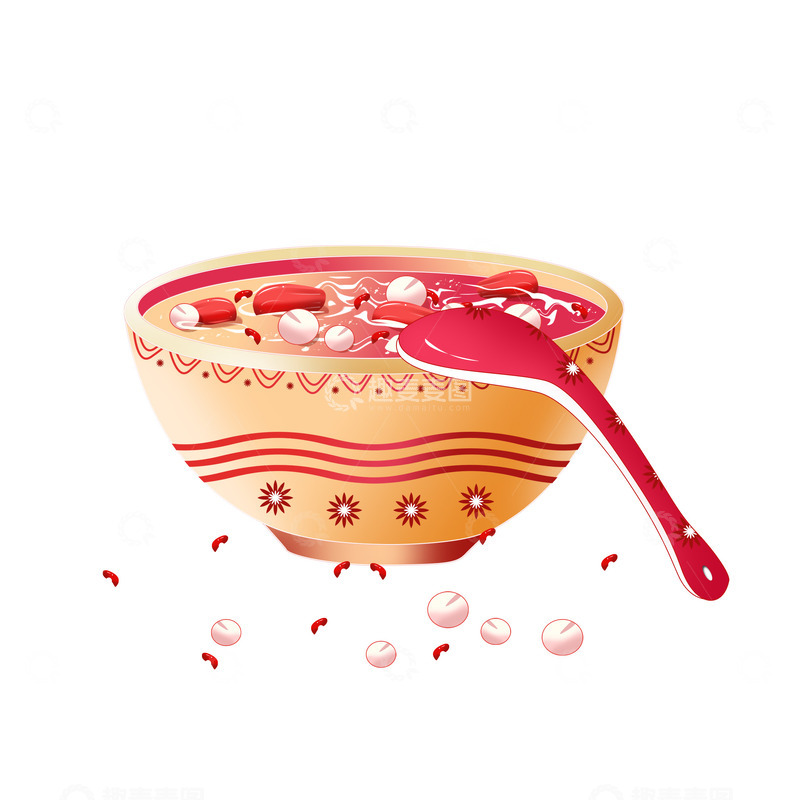 源文件下载【趣麦麦图】腊八粥手绘红枣坚果粥腊八粥插画