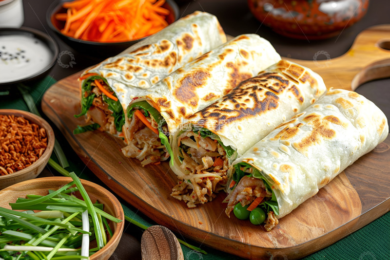 高清大图下载【趣麦麦图】蔬菜卷饼美食