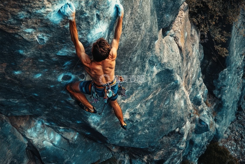 高清大图下载【趣麦麦图】登山攀岩的肌肉男