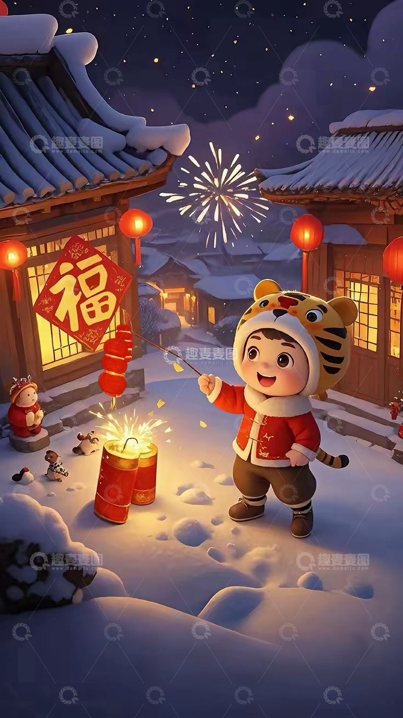 高清大图下载【趣麦麦图】春节过年元宵中国风背景