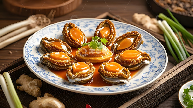 高清大图下载【趣麦麦图】新鲜鲍鱼整齐排列美食摄影图