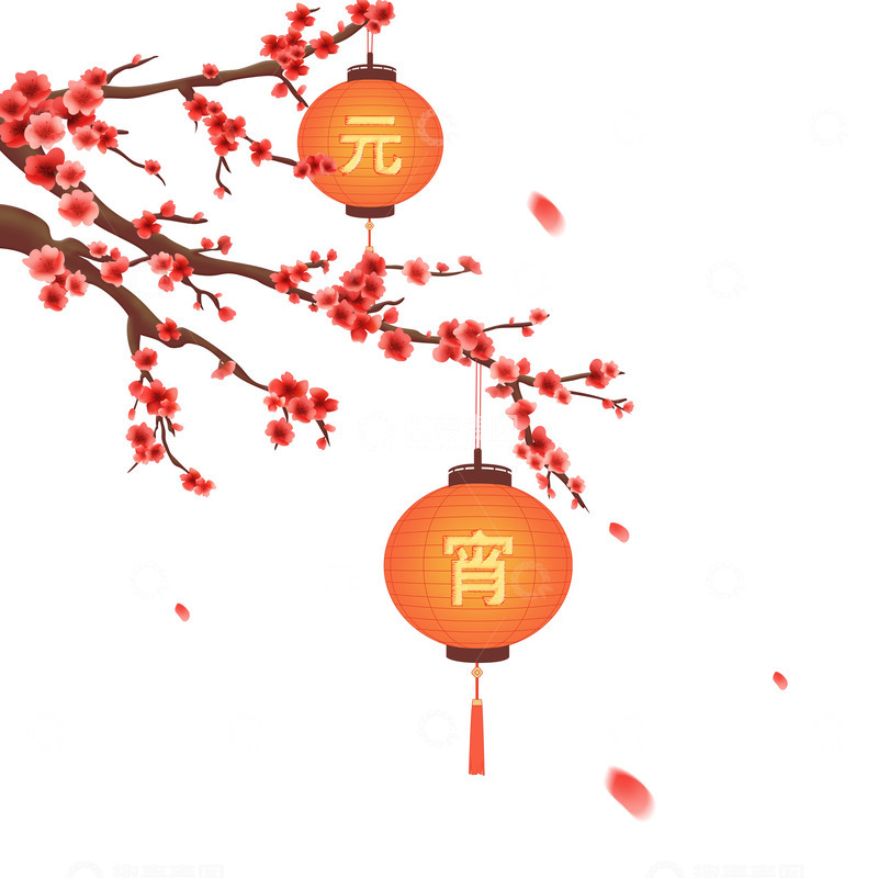 源文件下载【趣麦麦图】桃花灯笼元宵节