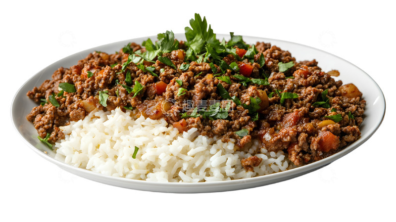 高清大图下载【趣麦麦图】美味的碎肉米饭盘子