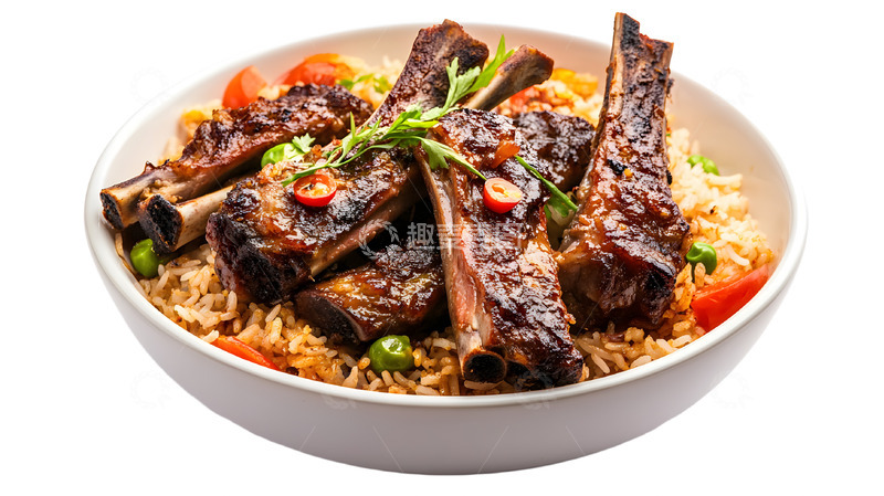 高清大图下载【趣麦麦图】手抓排骨饭美味