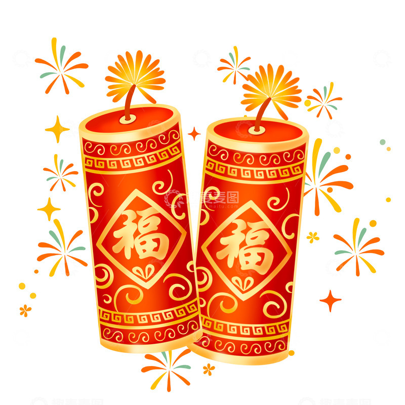源文件下载【趣麦麦图】2025蛇年喜庆烟花爆竹礼花节日春节元素