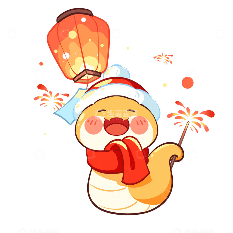 源文件下载【趣麦麦图】蛇年元宵节赏花灯猜灯谜设计图
