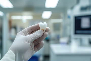 医生拿着一颗假牙