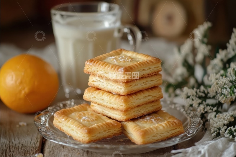 高清大图下载【趣麦麦图】一堆牛奶饼干块