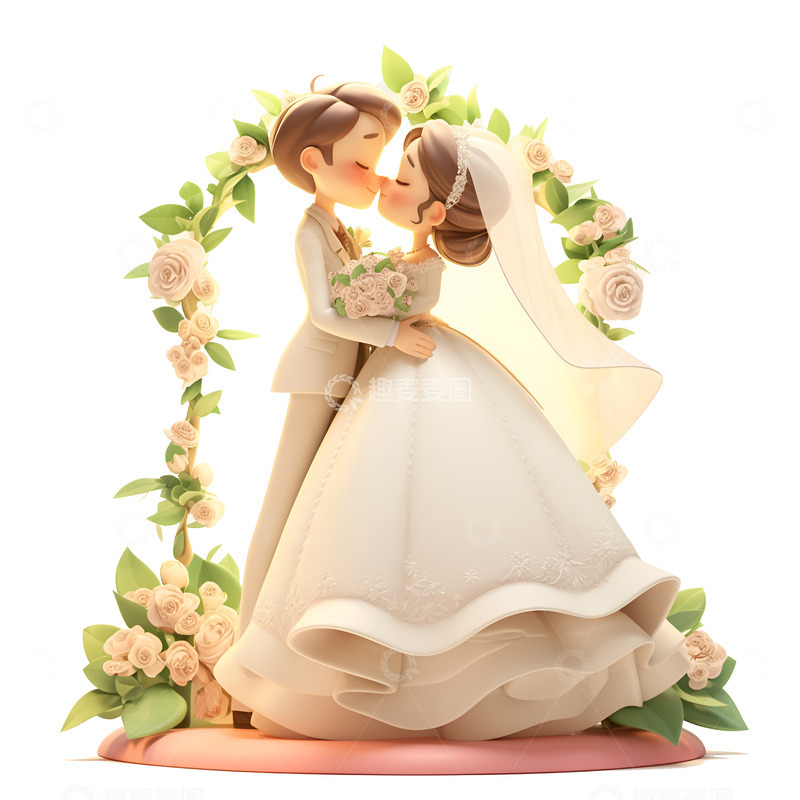 高清大图下载【趣麦麦图】卡通结婚的新人