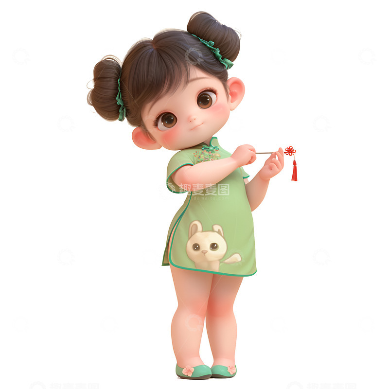 高清大图下载【趣麦麦图】穿着旗袍的可爱女孩