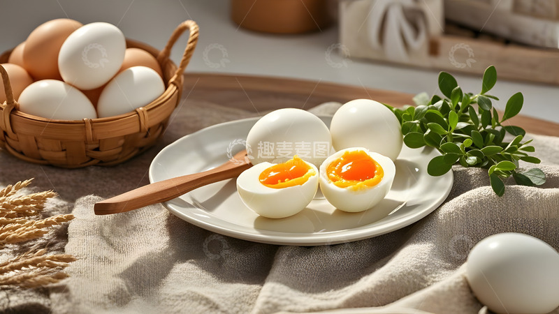 高清大图下载【趣麦麦图】鸡蛋与蛋壳的自然质感静物摄影