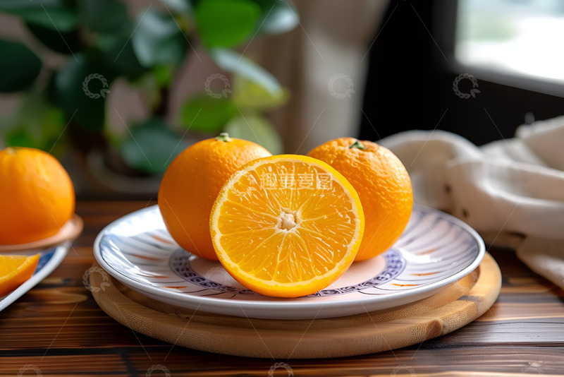 高清大图下载【趣麦麦图】一盘新鲜橙子
