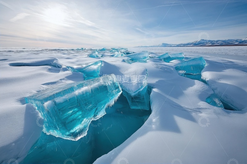 高清大图下载【趣麦麦图】透明清澈的冰川冰块