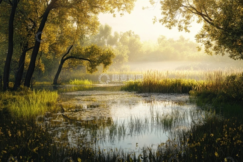 高清大图下载【趣麦麦图】-湖泊沼泽水草美景