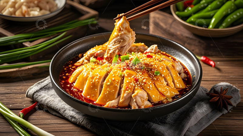 高清大图下载【趣麦麦图】凉拌鸡与蔬菜搭配的中式经典家常菜