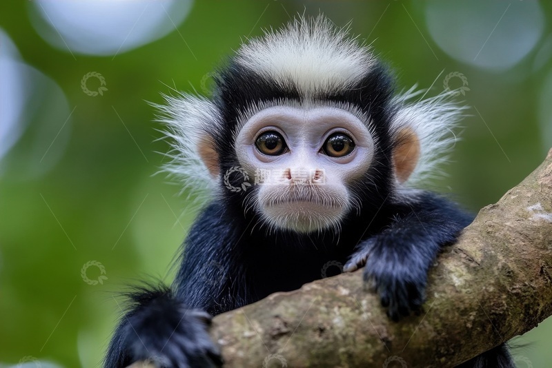 高清大图下载【趣麦麦图】趴在树上的小猴子