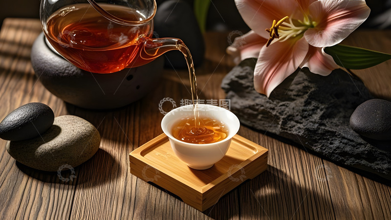 高清大图下载【趣麦麦图】岩石背景下的陶瓷茶杯与红茶冲泡艺术