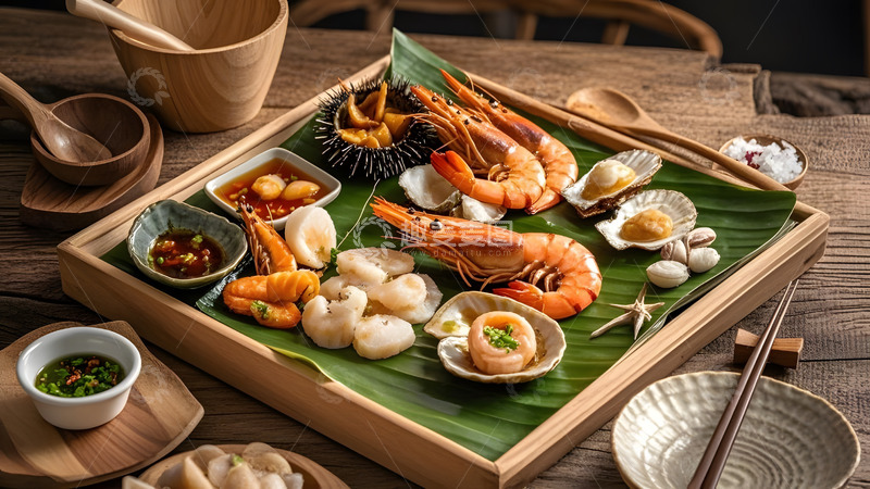 高清大图下载【趣麦麦图】寿司与刺身组合的传统日式餐盒美食