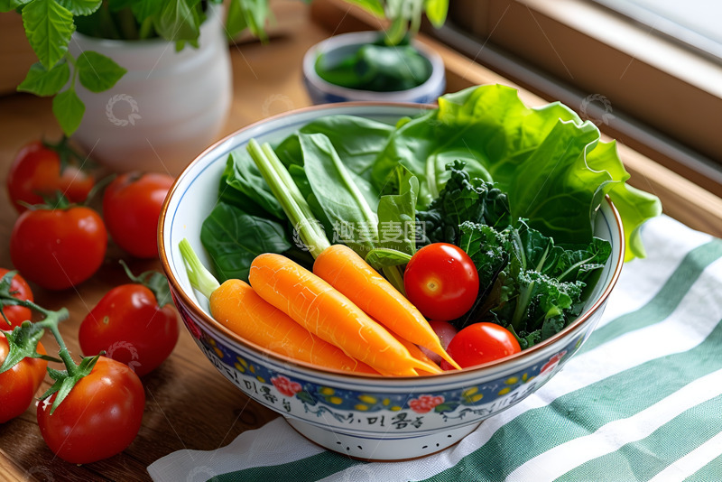 高清大图下载【趣麦麦图】一碗新鲜的蔬菜