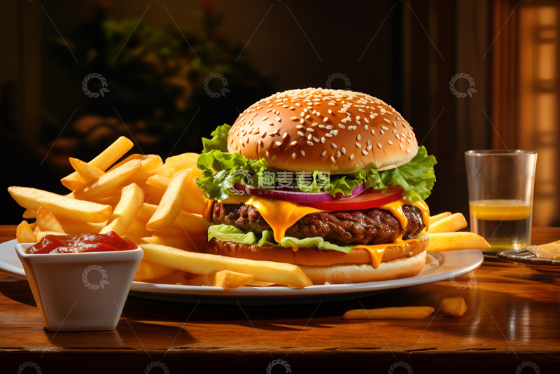 高清大图下载【趣麦麦图】汉堡薯条美食