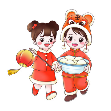元宵节元宵花灯卡通儿童