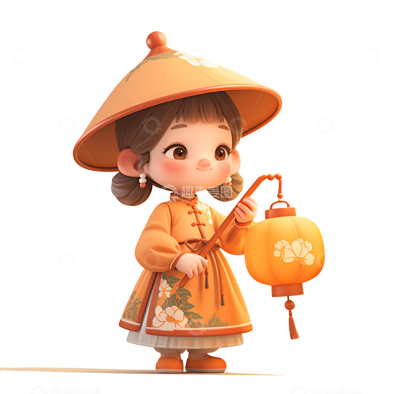高清大图下载【趣麦麦图】提着灯笼的女孩