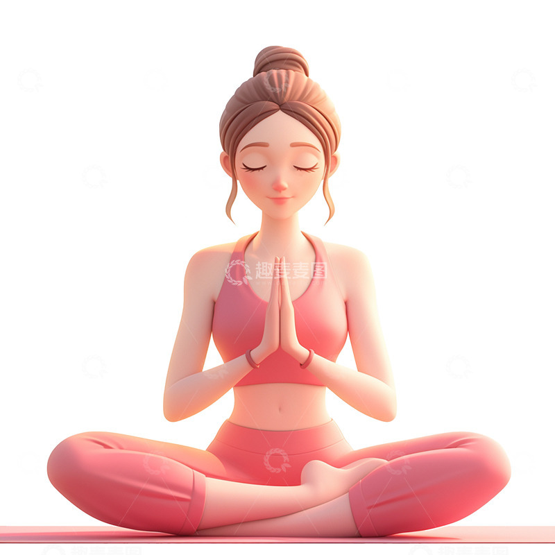 高清大图下载【趣麦麦图】卡通简约练习瑜伽的女士