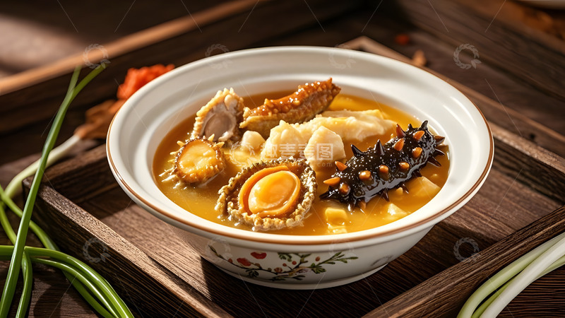 高清大图下载【趣麦麦图】豪华陶瓷碗与佛跳墙结合的中式养生料理