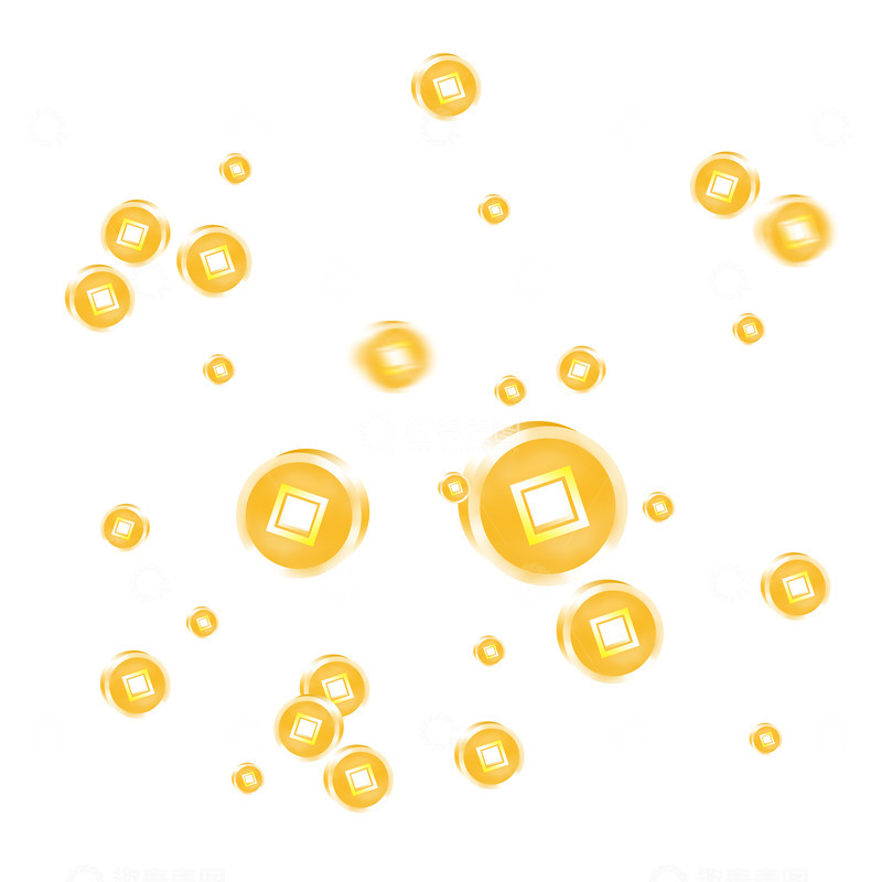 源文件下载【趣麦麦图】金币铜钱装饰漂浮元素